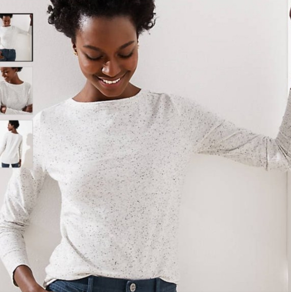 NEW LOFT Flecked Long Sleeve Top